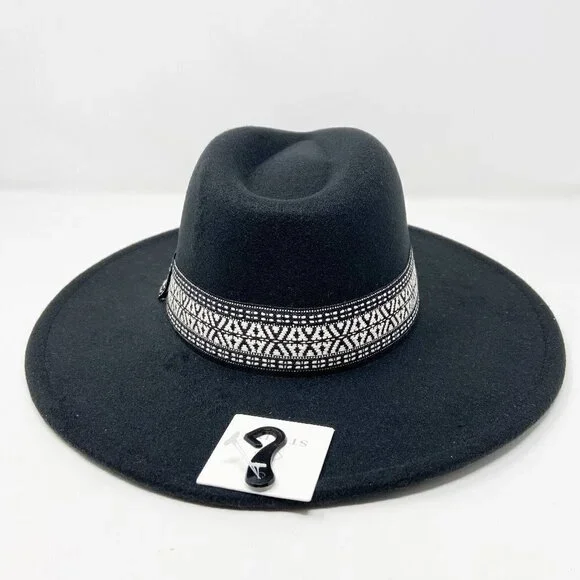 Black Wide Brim Rancher Style Hat
